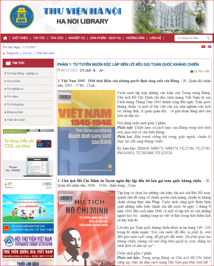 Triển lãm sách online kỷ niệm 75 năm ngày Chủ tịch Hồ Chí Minh ra Lời kêu gọi Toàn quốc kháng chiến