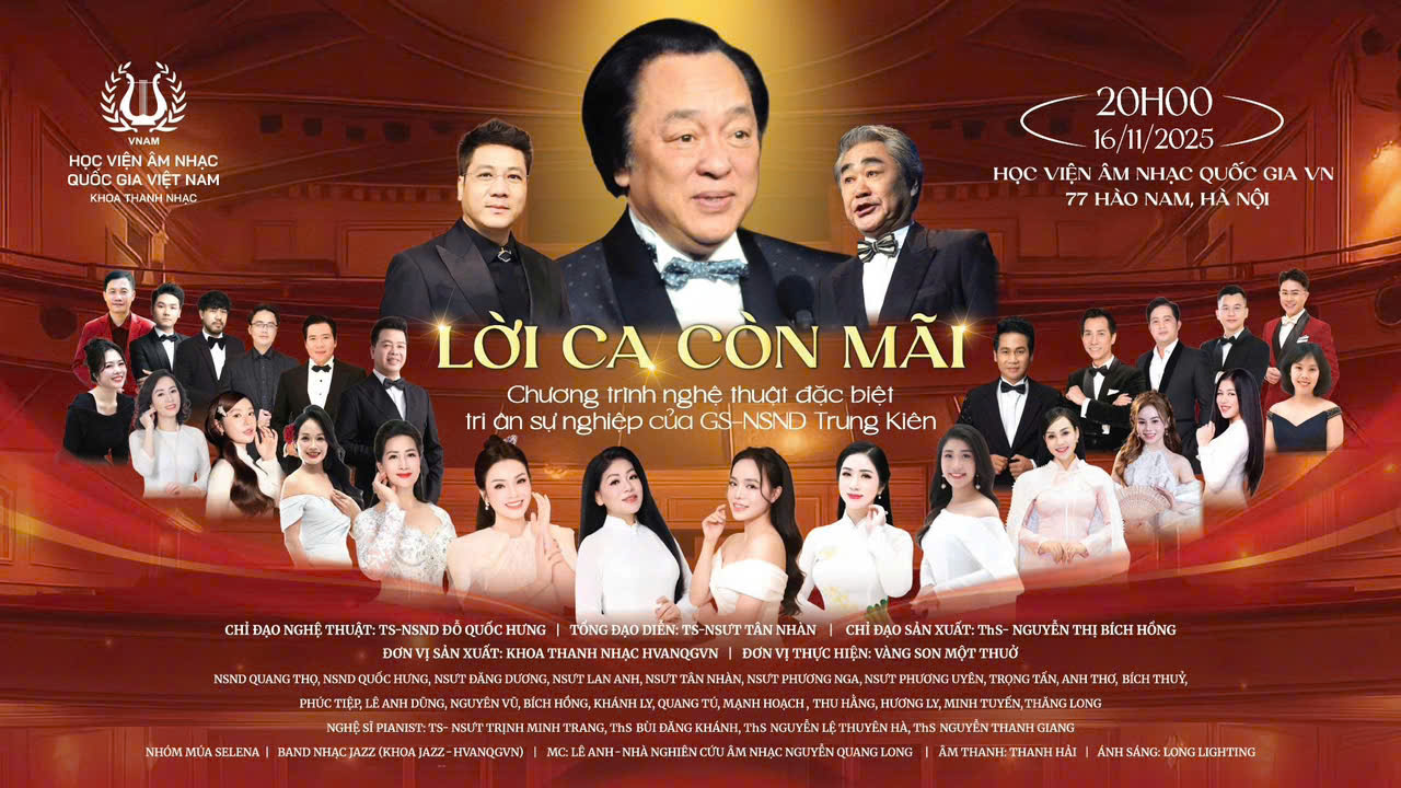 “Lời ca còn mãi” - đêm nhạc đặc biệt tri ân cố GS, NSND Trung Kiên 